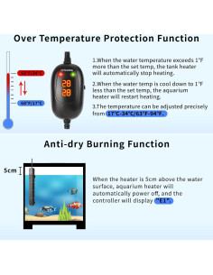 Calentador de Acuario HiTauing 300W Sumergible con Control Digital 2