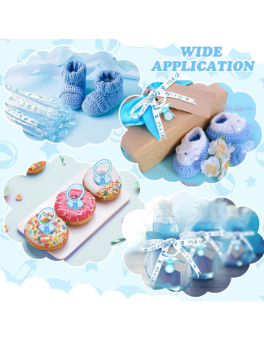 Collar de Chupetes Acrílicos Baby Shower 36 Piezas Azul Blanco