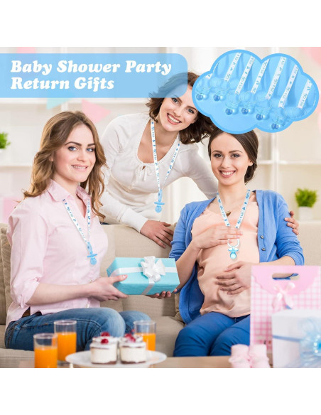 Collar de Chupetes Acrílicos Baby Shower 36 Piezas Azul Blanco
