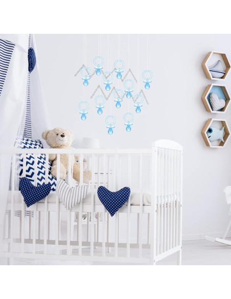 Collar de Chupetes Acrílicos Baby Shower 36 Piezas Azul Blanco