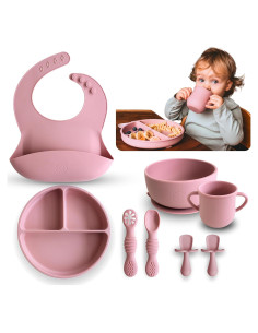 Juego de Alimentación para Bebés Bumble Bowl - Silicona Rosa