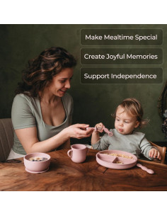 Juego de Alimentación para Bebés Bumble Bowl - Silicona Rosa 2