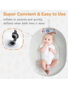 Bañera Inflable para Bebés NICEMER con Alas Desmontables 2