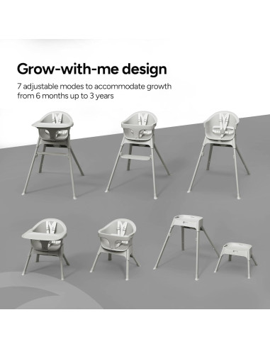 Silla Alta Convertible 7-en-1 Mompush Olli - Ajustable, Plegable, Ligera