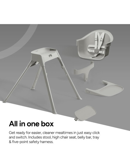 Silla Alta Convertible 7-en-1 Mompush Olli - Ajustable, Plegable, Ligera