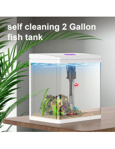 Tanque de Betta de Vidrio 7.57L con Filtro y Luz LED Vimvins 2