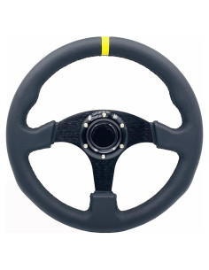 Volante de Carreras Universal YEHICY 33cm Cuero Genuino Amarillo