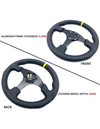 Volante de Carreras Universal YEHICY 33cm Cuero Genuino Amarillo