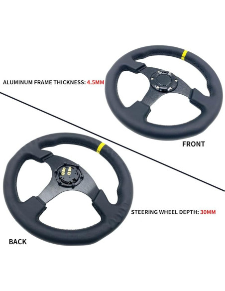 Volante de Carreras Universal YEHICY 33cm Cuero Genuino Amarillo