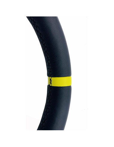 Volante de Carreras Universal YEHICY 33cm Cuero Genuino Amarillo