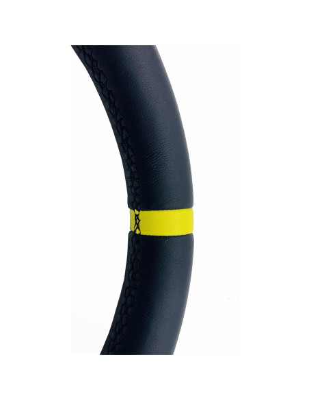 Volante de Carreras Universal YEHICY 33cm Cuero Genuino Amarillo