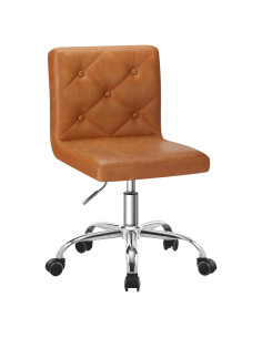 Silla de Oficina VECELO de Cuero PU Ajustable 360 Marrón