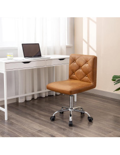 Silla de Oficina VECELO de Cuero PU Ajustable 360 Marrón 2