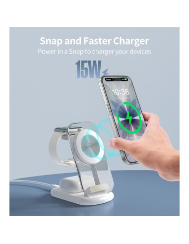 Estación de Carga Inalámbrica Magnética 3 en 1 Apple - Carga Rápida