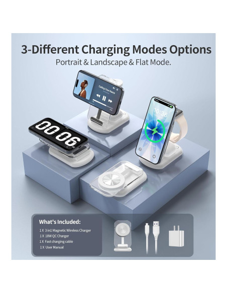Estación de Carga Inalámbrica Magnética 3 en 1 Apple - Carga Rápida