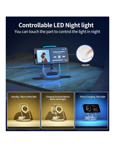 Estación de Carga Inalámbrica Magnética 3 en 1 Apple - Carga Rápida