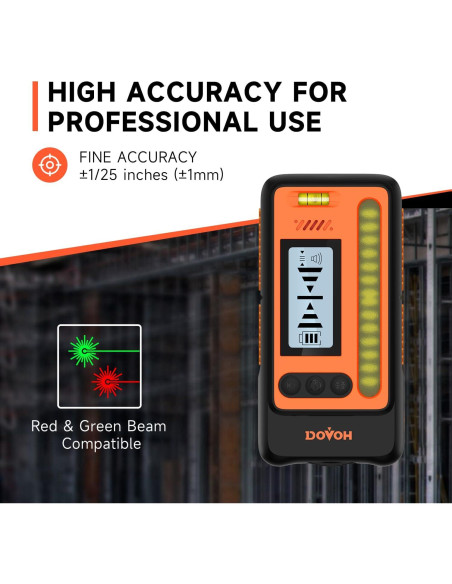 Receptor de Nivel Láser DOVOH DR1 con Varilla Telescópica 2.4m