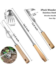 Juego de 3 herramientas de desmalezado Semifrut - Acero inoxidable 2