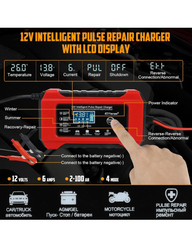 Cargador de Batería Automático TIPHOPE 12V 10A y 24V 5A