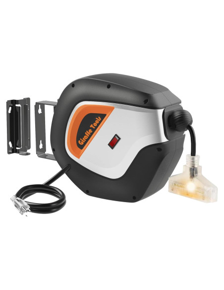 Carrete de Cable Retráctil Giraffe Tools 15m 12AWG Montaje Pared