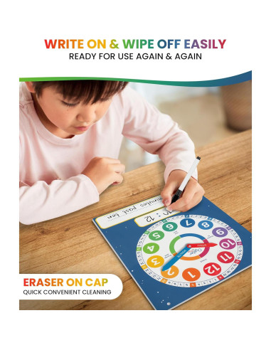 Reloj de Aprendizaje Borrable en Seco Oyster&Pop - 3 Paquete