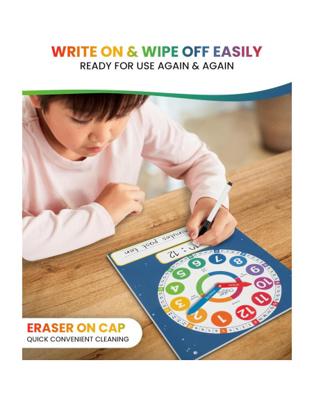 Reloj de Aprendizaje Borrable en Seco Oyster&Pop - 3 Paquete