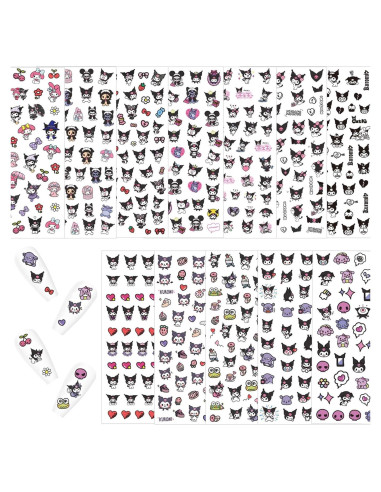 12 Pegatinas de Uñas Kawaii Akutoer - Caricaturas Anime