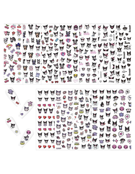 12 Pegatinas de Uñas Kawaii Akutoer - Caricaturas Anime