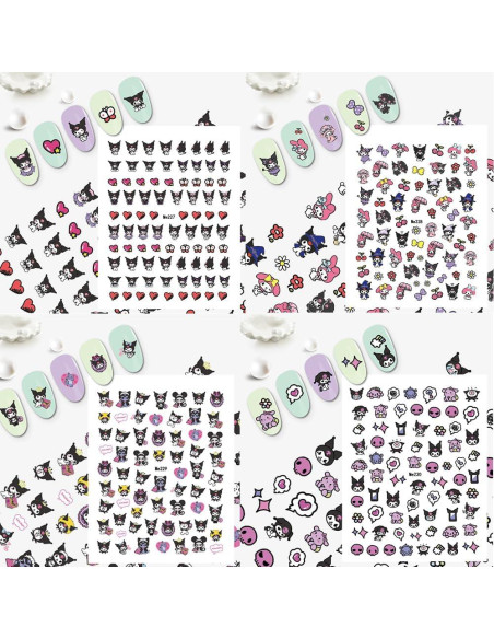 12 Pegatinas de Uñas Kawaii Akutoer - Caricaturas Anime