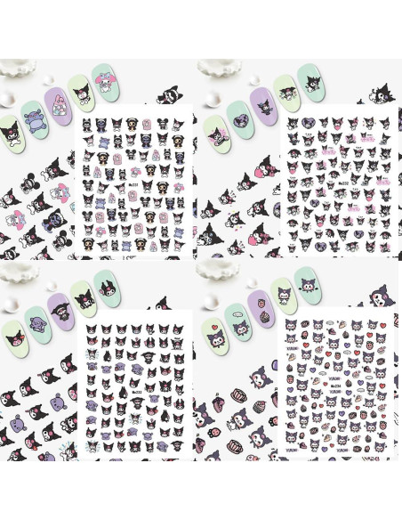 12 Pegatinas de Uñas Kawaii Akutoer - Caricaturas Anime