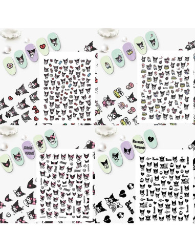 12 Pegatinas de Uñas Kawaii Akutoer - Caricaturas Anime