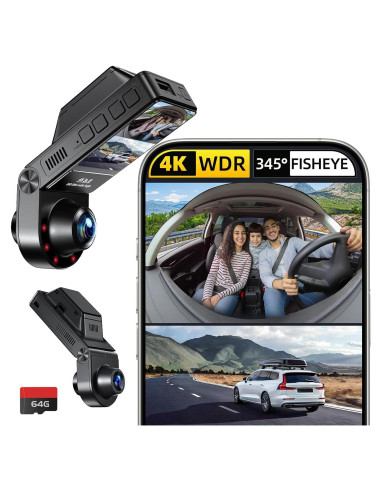 Cámara Dash 4K GT820 Doble Canal 345 Fisheye WiFi GPS