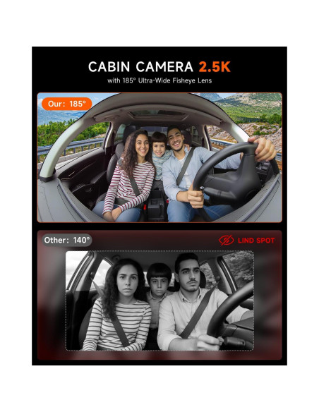 Cámara Dash 4K GT820 Doble Canal 345 Fisheye WiFi GPS