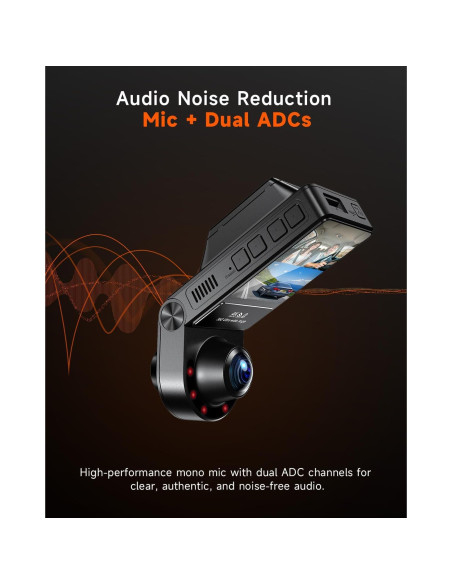 Cámara Dash 4K GT820 Doble Canal 345 Fisheye WiFi GPS