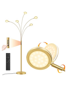 Lámpara de Pie LED Dimmable Dorada 2250LM con Control Remoto