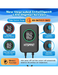 Calentador de Acuario HTSPPXT 500W Ajustable con Control LED 2