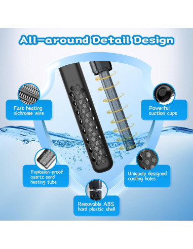 Calentador de Acuario HTSPPXT 500W Ajustable con Control LED