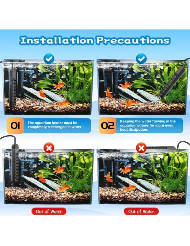 Calentador de Acuario HTSPPXT 500W Ajustable con Control LED