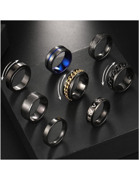 Conjunto de Anillos Giratorios de Acero Inoxidable 16 Piezas