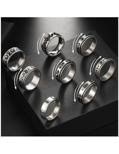 Conjunto de Anillos Giratorios de Acero Inoxidable 16 Piezas