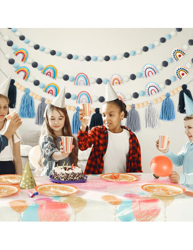 Guirnalda de Fieltro Boho QOUBAI 4 Pcs Decoración Aula Azul