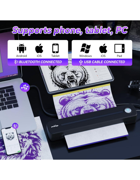 Impresora de Plantillas de Tatuaje PeriPage P91 Inalámbrica