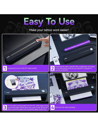Impresora de Plantillas de Tatuaje PeriPage P91 Inalámbrica