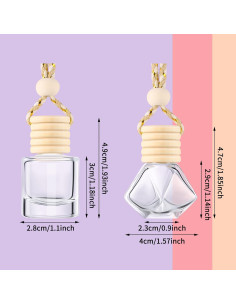 12 Botellas Difusoras de Coche Patelai 8ml Vidrio Claro 2