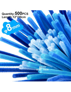 500 Limpiapipas Azules Chenille 30 cm 8mm para Manualidades 2
