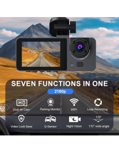 Cámara de tablero delantera y trasera 4K Genérico GPS WiFi 2