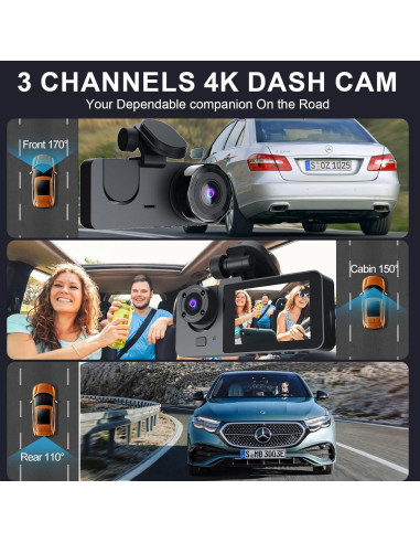 Cámara de tablero delantera y trasera 4K Genérico GPS WiFi