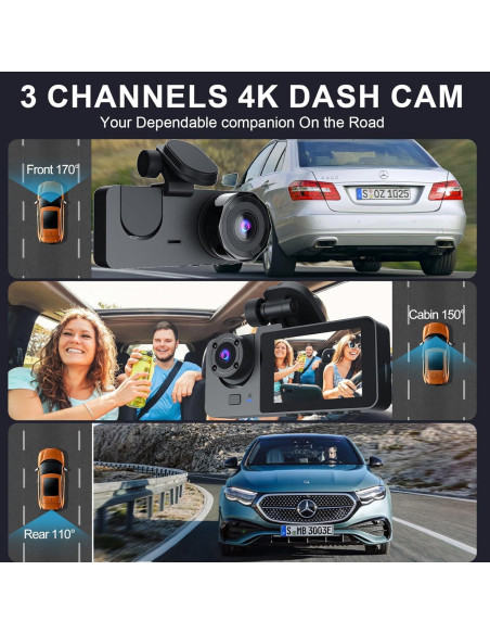 Cámara de tablero delantera y trasera 4K Genérico GPS WiFi