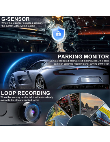 Cámara de tablero delantera y trasera 4K Genérico GPS WiFi