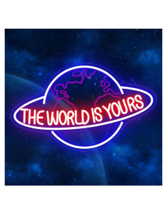 Luz Neón LED El Mundo Es Tuyo Fyle 43x27 cm Dimmable
